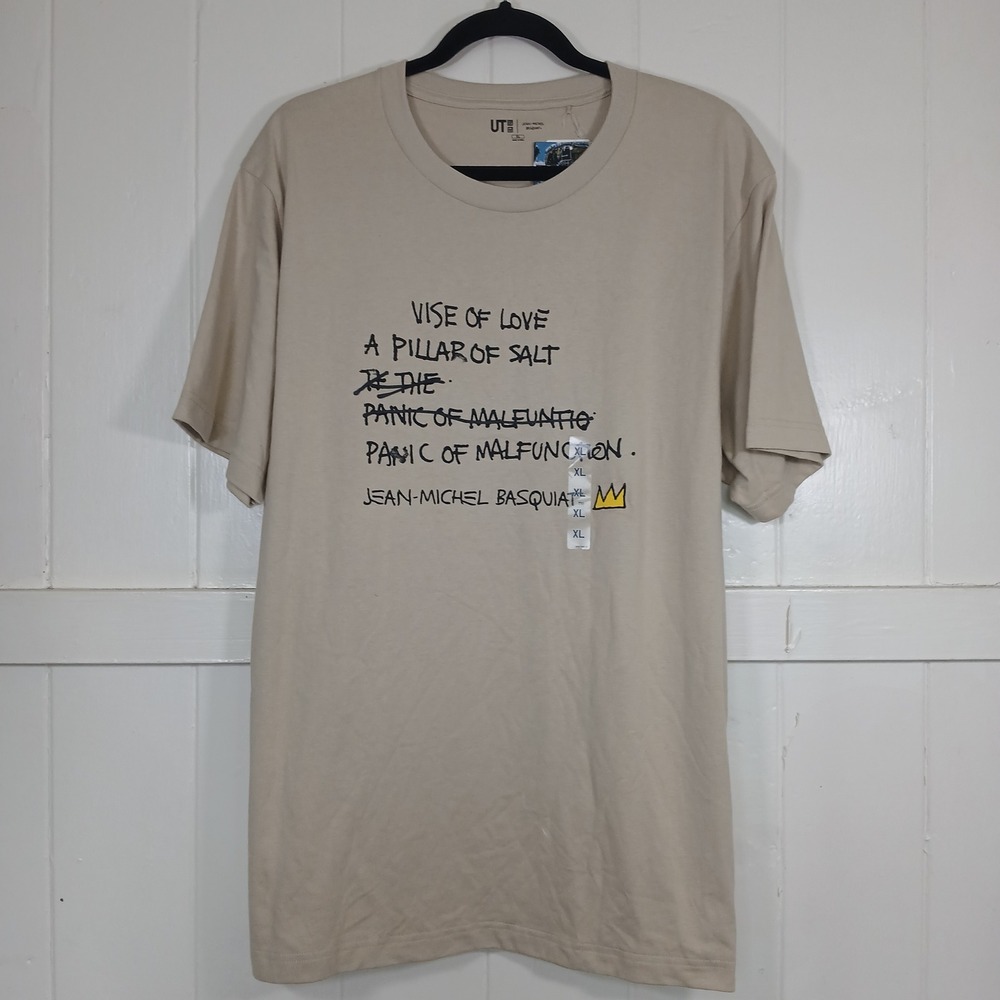 Uniqlo Jean-Michel Basquiat T-Shirt Mens XL Tan Beige Graphic Art 341-448174